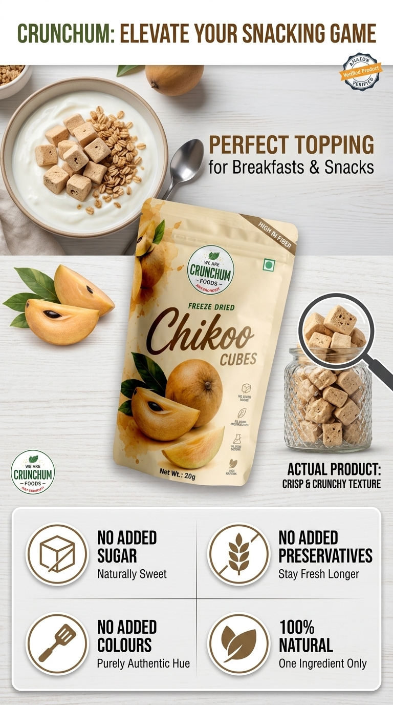 Crunchum Foods Freeze Dried Chikoo Cubes - 20g