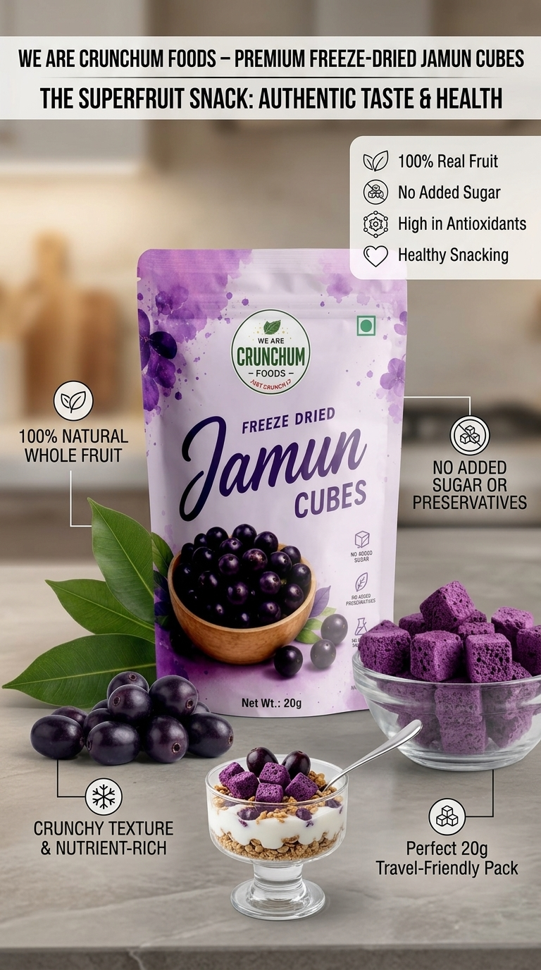 Crunchum Foods Freeze Dried Jamun Cubes - 20g