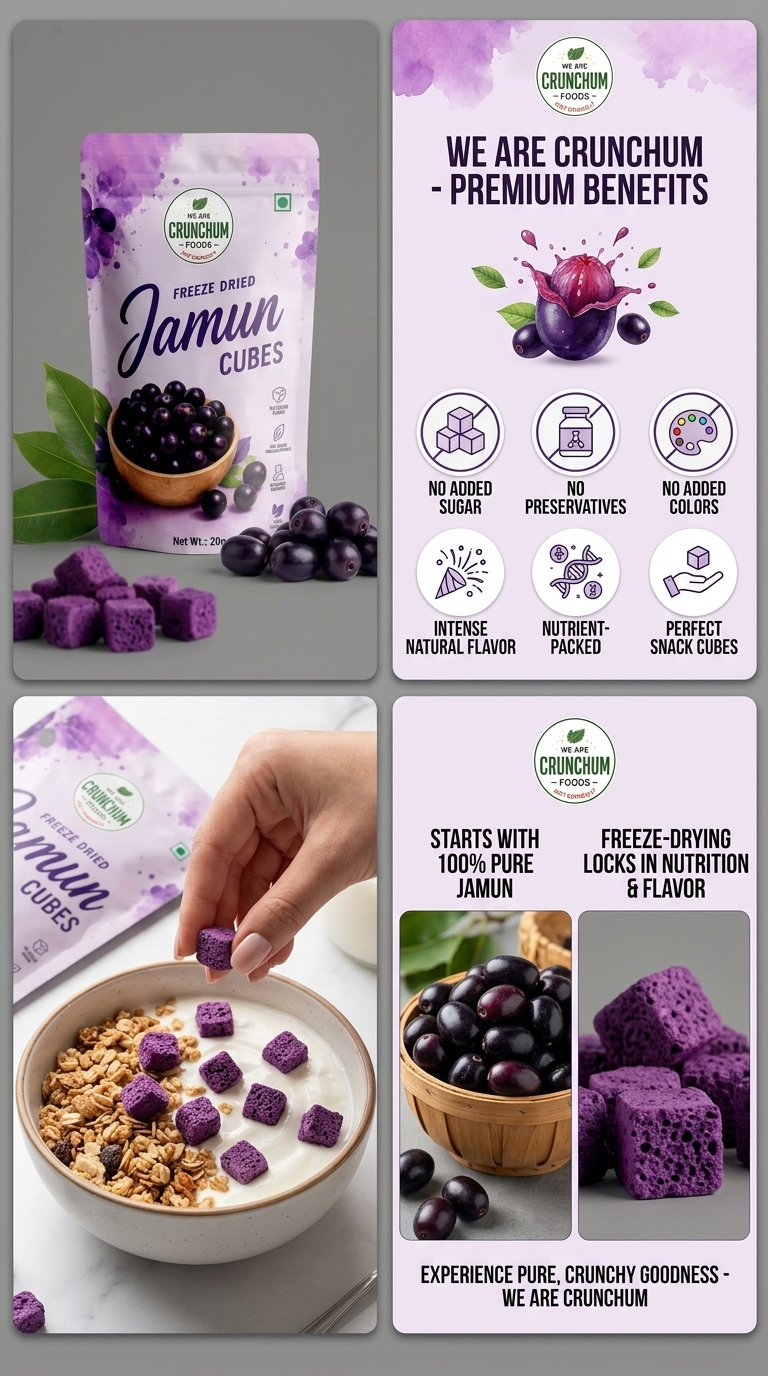 Crunchum Foods Freeze Dried Jamun Cubes - 20g
