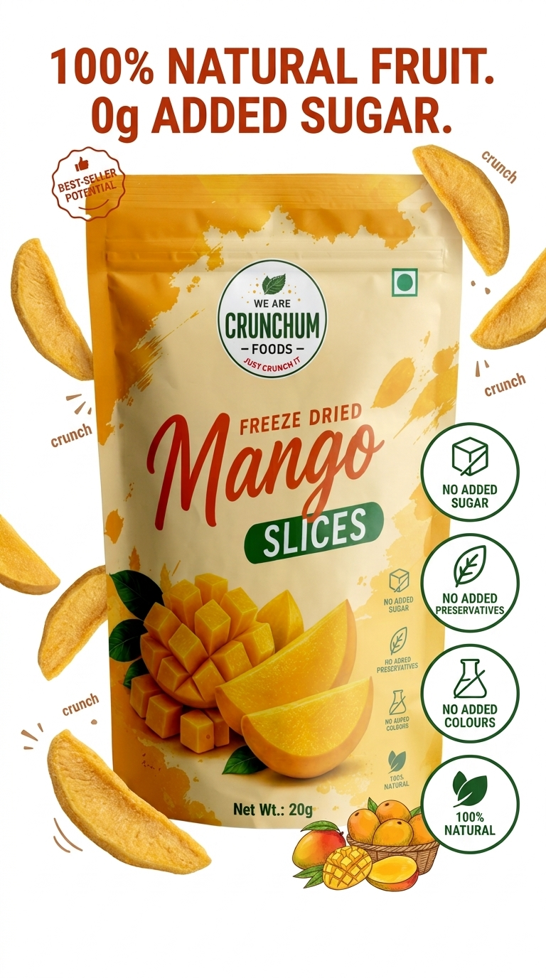 Crunchum Foods Freeze Dried Mango Slices - 20g