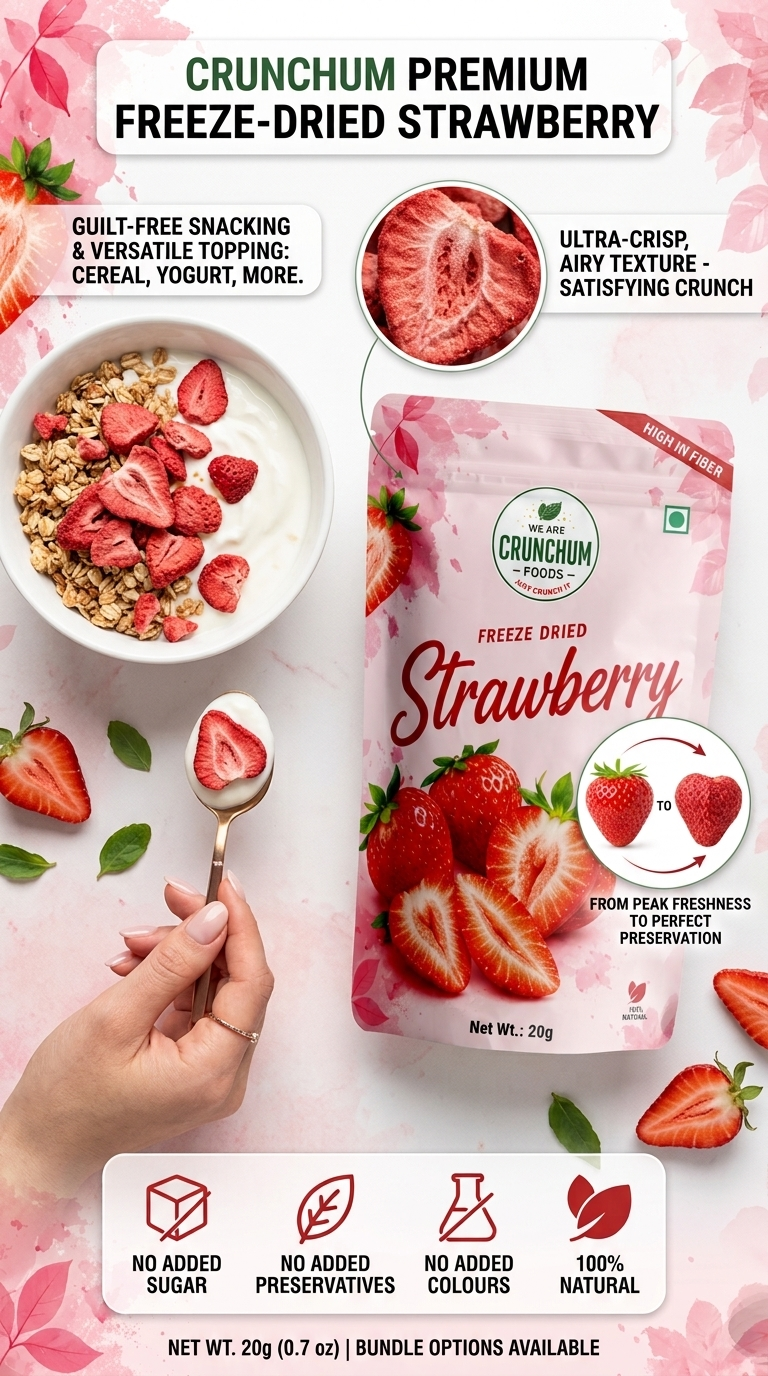 Crunchum Foods Freeze Dried Strawberry Slices - 20g