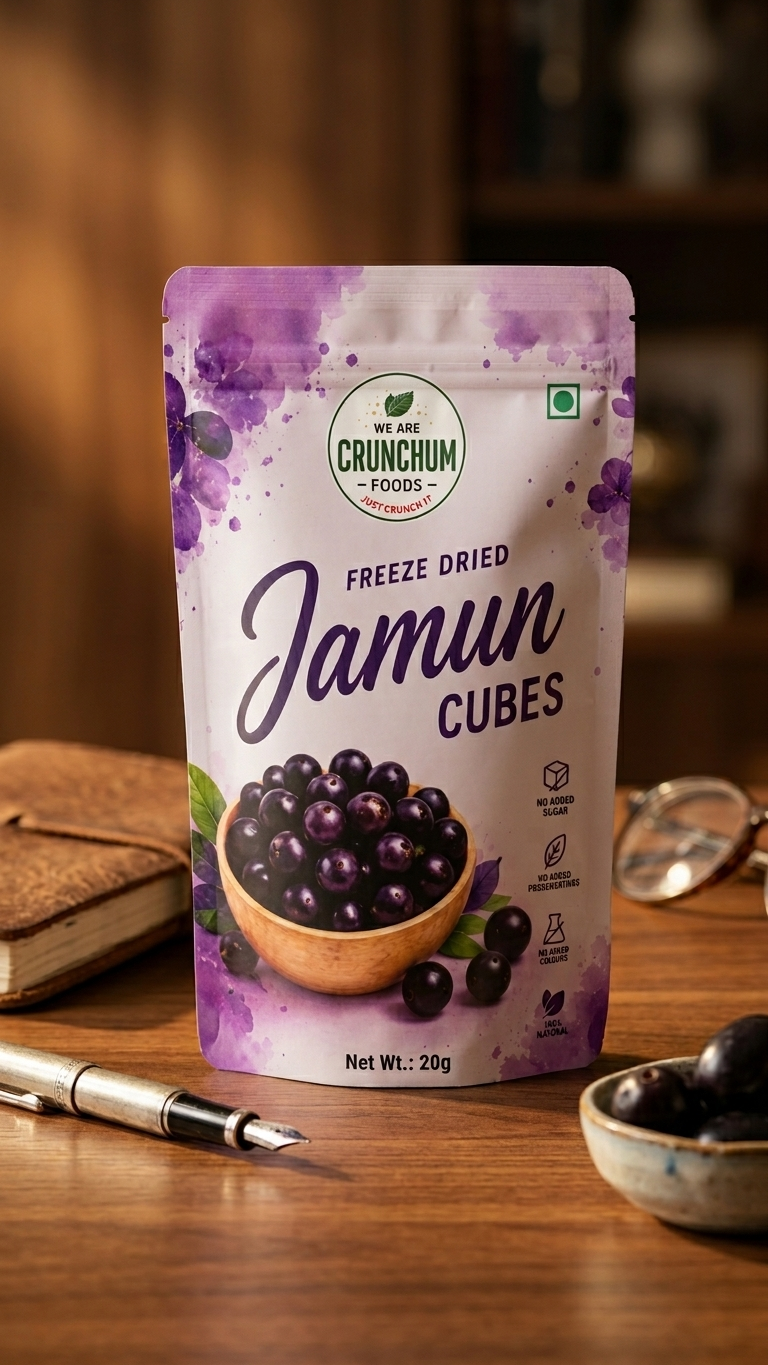 Crunchum Foods Freeze Dried Jamun Cubes - 20g