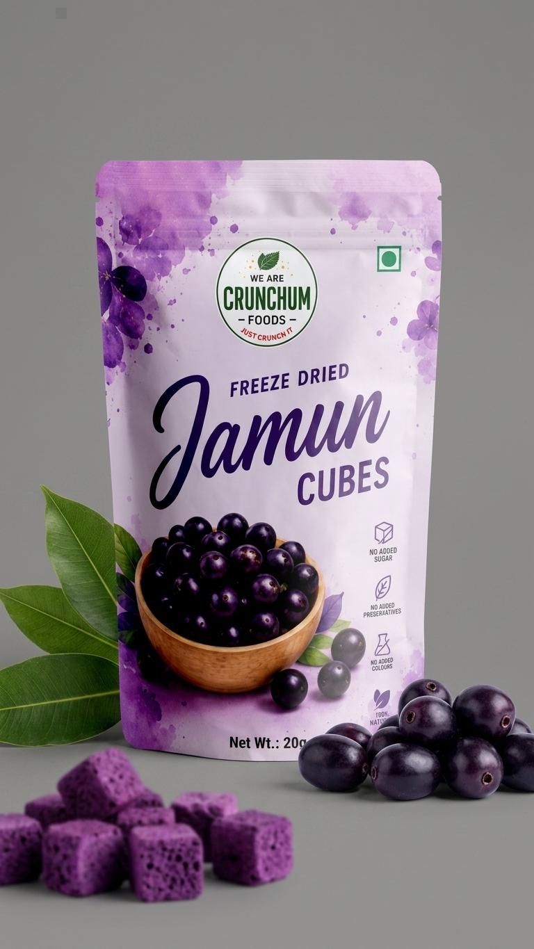 Crunchum Foods Freeze Dried Jamun Cubes - 20g