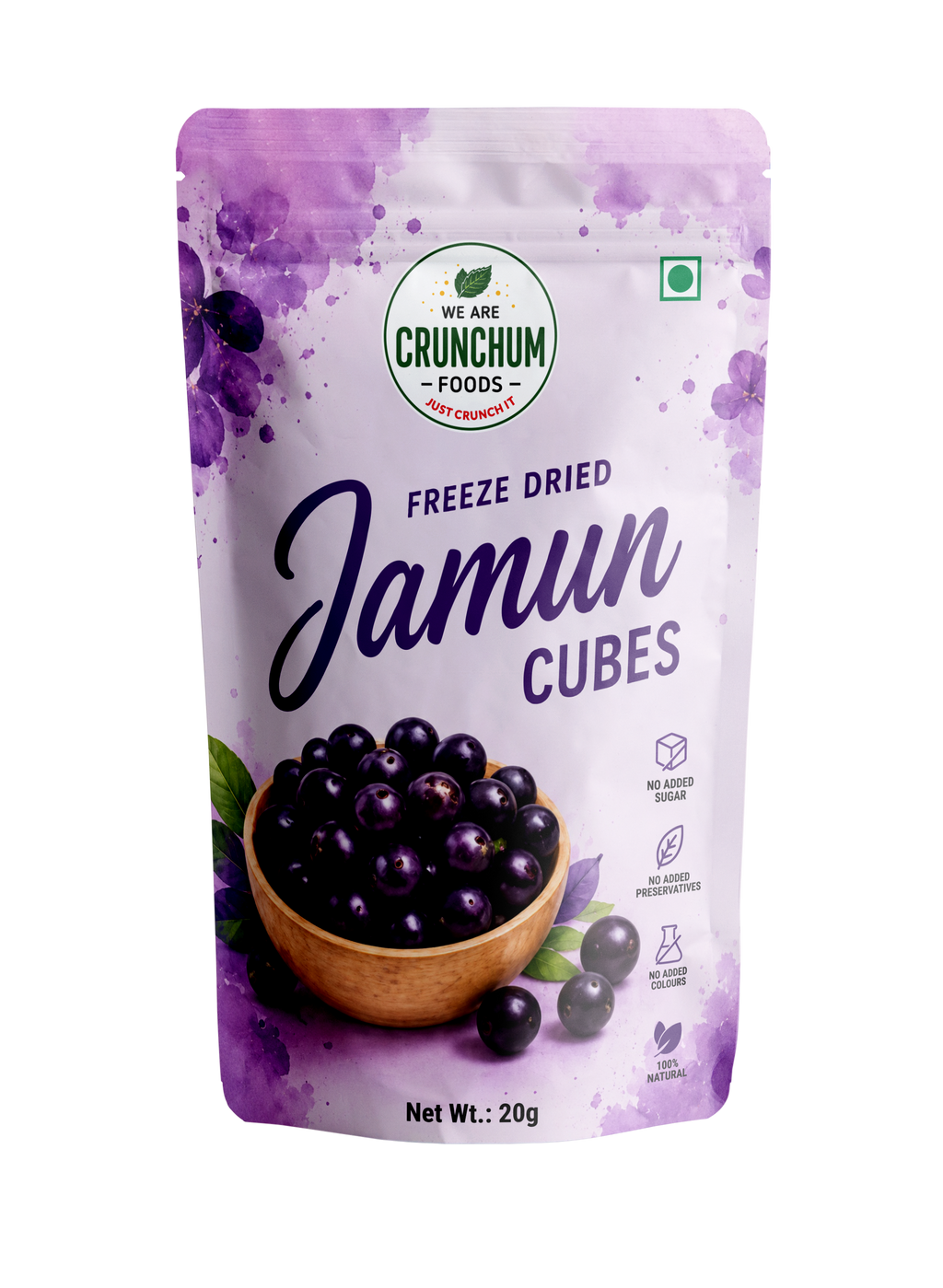 Crunchum Foods Freeze Dried Jamun Cubes - 20g
