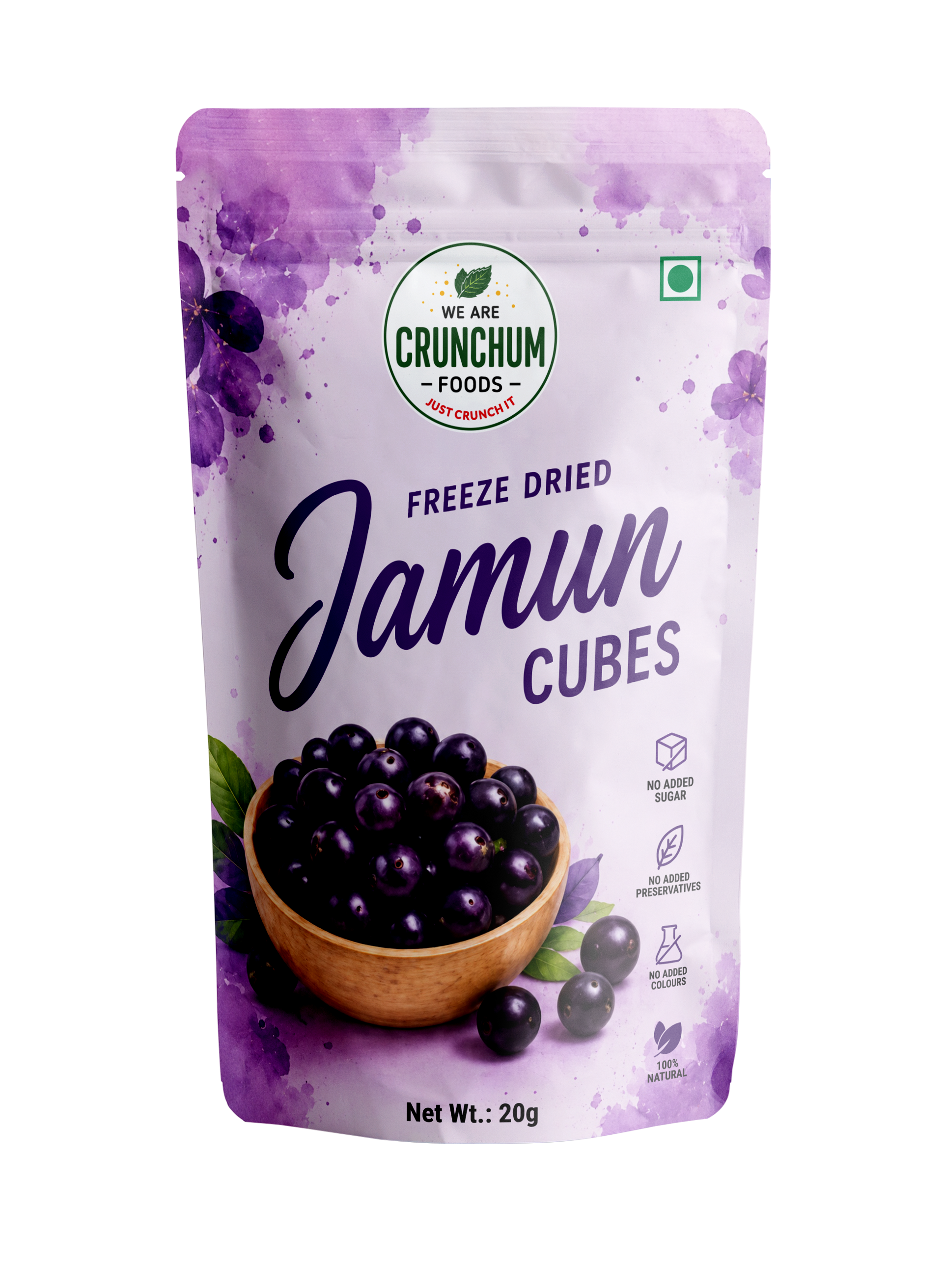 Crunchum Foods Freeze Dried Jamun Cubes - 20g