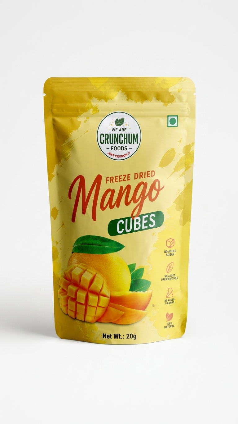 Crunchum Foods Freeze Dried Mango Cubes - 20g