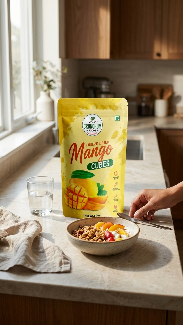 Crunchum Foods Freeze Dried Mango Cubes - 20g