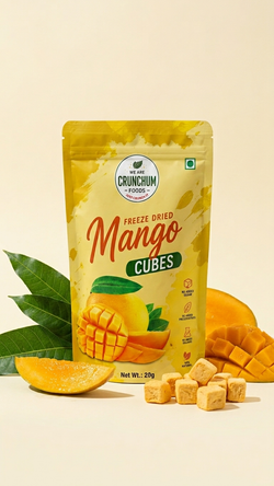 Crunchum Freeze-Dried Mango Cubes — 20g pouch, real fruit, no added sugar