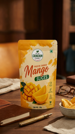 Crunchum Freeze-Dried Mango Slices — 20g pouch, real fruit, no added sugar